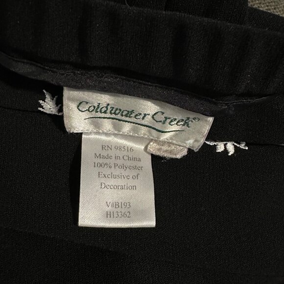 Coldwater Creek Midi Skirt 1X Black White Embroidered Floral Border Cottagecore - Picture 6 of 8